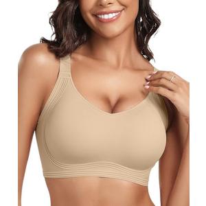 OEAK Womens Seamless Push Up Bras No Underwire Full Coverage Comfortable Bra V Neck Bralettes Wireless Everyday Bra Size L