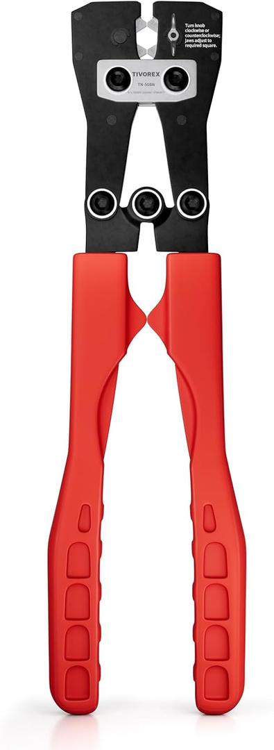 Battery Cable Wire Lug Crimping Tool for AWG 8-1/0 Copper Lugs, Heavy Duty Battery Terminal Crimper, Electrical Lug Crimper, AWG Standard, Red