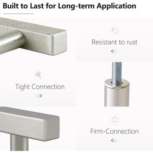 10 Pack Brushed Nickel Cabinet Pulls 5 Inch Square, Kitchen Hardware for Cabinets, Stainless Steel Cabinet Pulls for Kitchen Drawer, Cabinet Handles 3 Inch Hole Center