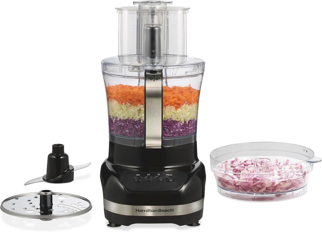 Hamilton Beach Big Mouth Duo Plus 12 Cup Food Processor & Vegetable Chopper with Additional Mini 4 Cup Bowl, Black (70580)