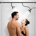 6 Spray Settings Dual Shower Head for Couples, High Pressure Double Shower Heads with 304 Stainless Steel, Two Showerhead System for Bathrooms From 61 to 80.7 Inches Fit 2 Person(Black)