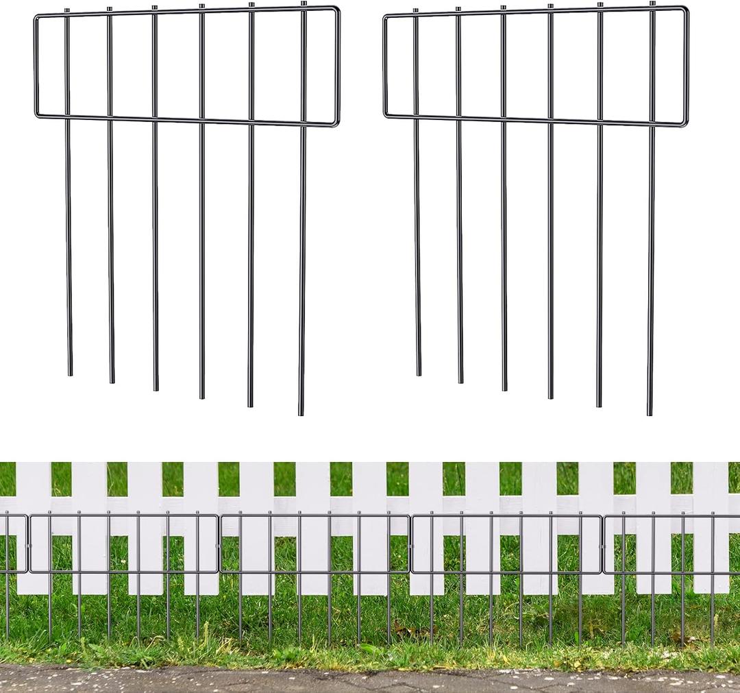 25 Pack Animal Barrier Fence, 17 in(H) X 27 Ft(L) Decorative Garden Fence, Rustproof Metal Wire Garden Border Fence, Dog Rabbits Ground Stakes Fence for Garden.