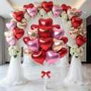 18 Inch Red & Pink & Champagne Gold Heart Balloons, 30 Pcs Heart Shaped Foil Balloons for Valentines Day, Wedding, Birthday - 10 Red, 10 Pink, 10 Champagne Gold Balloons set- Support Helium