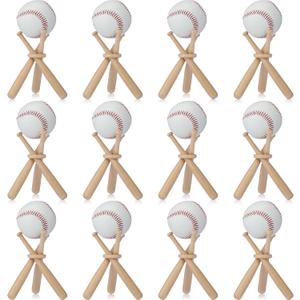 Mudder 12 Pack Baseball Stand Baseball Holders Balls Display Wooden Display Stand Holder Centerpieces for Tables for Sports Lover