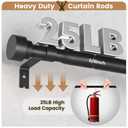 WIN4ALL Black Curtain Rods for Windows 66 to 120 inch, 5/8 Inch Decorative Curtain Rod Adjustable by Splicing (Matte Black,30"-120”)