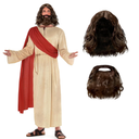 Morph Jesus Costume For Men Plus Wig And Beard - Jesus Christ Halloween Robe Outfit M