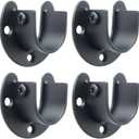 Alise 1-Inch Dia Shower Closet Rod Set Holder Flange Socket Bracket Supports,Stainless Steel Matte Black 4 Pcs