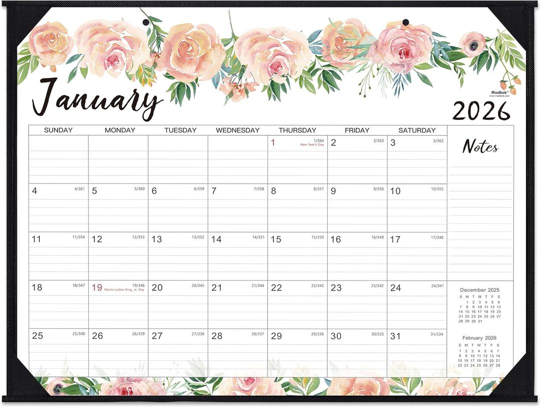 2026 Desk Calendar - Jan 2026 - Dec 2026, 12 Months Large Monthly Desk Calendar, 22" x 17", Desk Pad, Large Ruled Blocks, to-do List & Notes, Best Desk/Wall Calendar for Planning or Organizing