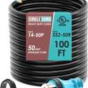 CircleCord UL Listed 50 Amp 100 Feet RV/Generator Cord with Locking Connector, Heavy Duty 6/3+8/1 Gauge STW Wire, 14-50P Male and SS2-50R Twist Locking Female for RV Camper and Generator to House