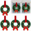 Suncalla 6 Pcs Christmas Tinsel Wreaths with Christmas Balls for Outdoor Cemetery Tinsel Wreath with Bows Ribbon for Xmas Holiday Indoor Outdoor Cemetery Window Lamp Post Car Decorations(10 Inches)