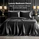BEDELITE Satin Sheets Full Size Bed Set, Luxury Soft Black Silky Sheets for Hair and Skin, Similar to Silk Bed Sheets Set 4 Pieces with 1 Deep Pocket Fitted Sheet, 1 Flat Sheet, and 2 Pillowcases