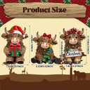 3 Pcs Christmas Highland Cow Figurines Decor Cow Gnomes with Santa Hat Christmas Resin Statue Calf Lovers Gifts for Farmhouse Home Garden Bathroom Kitchen Office Tiered Tray Table Decor