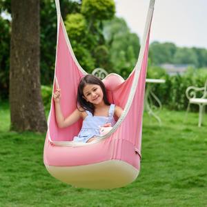 CO-Z Upgraded Kids Hanging Pod Swing Chair with Inflatable Cushion, Child Hanging Hammock for Indoor and Outdoor, Sensory Pod Swing for Kids (Two Straps, Pink)