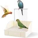 Automatic Bird Bath Large Bird Shower Circulating Large Parrot Bathtub Fountain for Parakeet, Cockatiel, Conure, Budgie, Lovebird, African Grey (White)