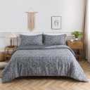 King Size Comforter Set 3 Pieces - Soft and Breathable Paisley King Comforter Set for Spring, Reversible Down Alternative Comforter King with 2 Pillow Shams, Dark Gray