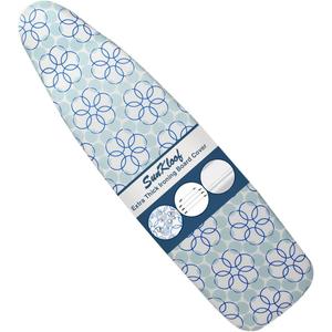 Ironing Board Cover and Pad, Resist Scorching and Staining, 15x54 Reflective Silicone Ironing Board Cover with Thick Padding Extra Thick with Elastic Edges 4 Fasteners (Blue Green)