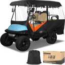 10L0L Golf Cart Driving Enclosures 4 Passenger Extended Roof, Universal Golf Cart Rain Cover for Yamaha EZGO TXT RXV Club Car Precedent DS 86.61" Roof 600D Waterproof Heavy Duty Zipper (Black Orange)