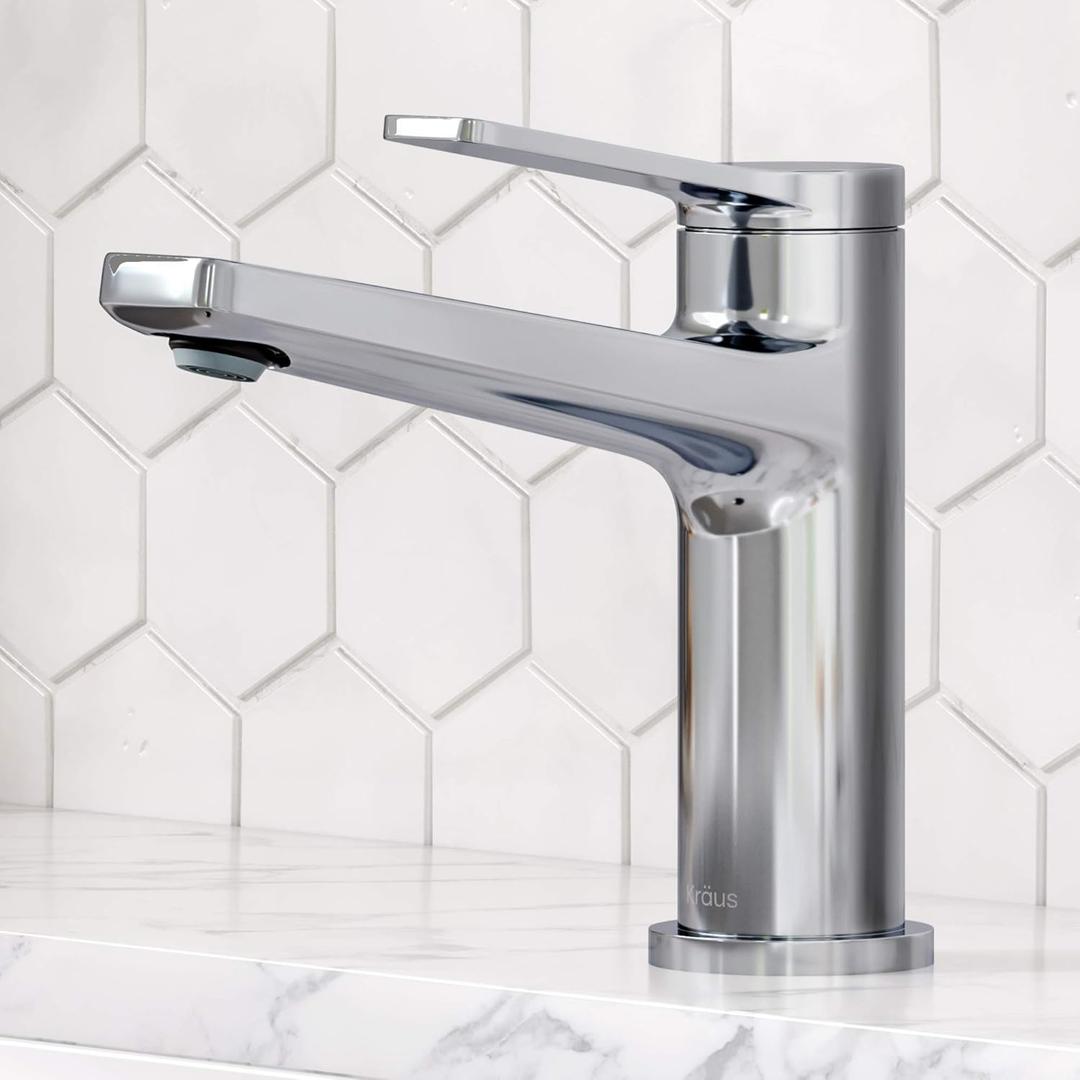 KRAUS Indy Single Handle One Hole Bathroom Sink Faucet in Chrome, KBF-1401CH