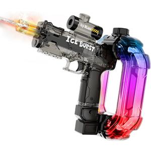 Electric Water Gun for Adults Kids,Powerful Automatic WaterGun with Led Light Long Range, Transparent Electric Squirt Gun Blaster Outdoor Pool Party Toy Gift for Boys Girls (Pistol Black)