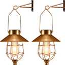 pearlstar 2 Pack Solar Lantern Outdoor Hanging Light Waterproof Metal Solar Lamp for Yard Garden Pathway Patio Porch Decor(Copper)