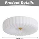 KCO Lighting White Ribbed Glass Flush Mount Ceiling Light Large Milk Glass Ceiling Lights Round LED Semi Flush Mount Ceiling Light Fixture Contemporary Hallway Ceiling Lighting