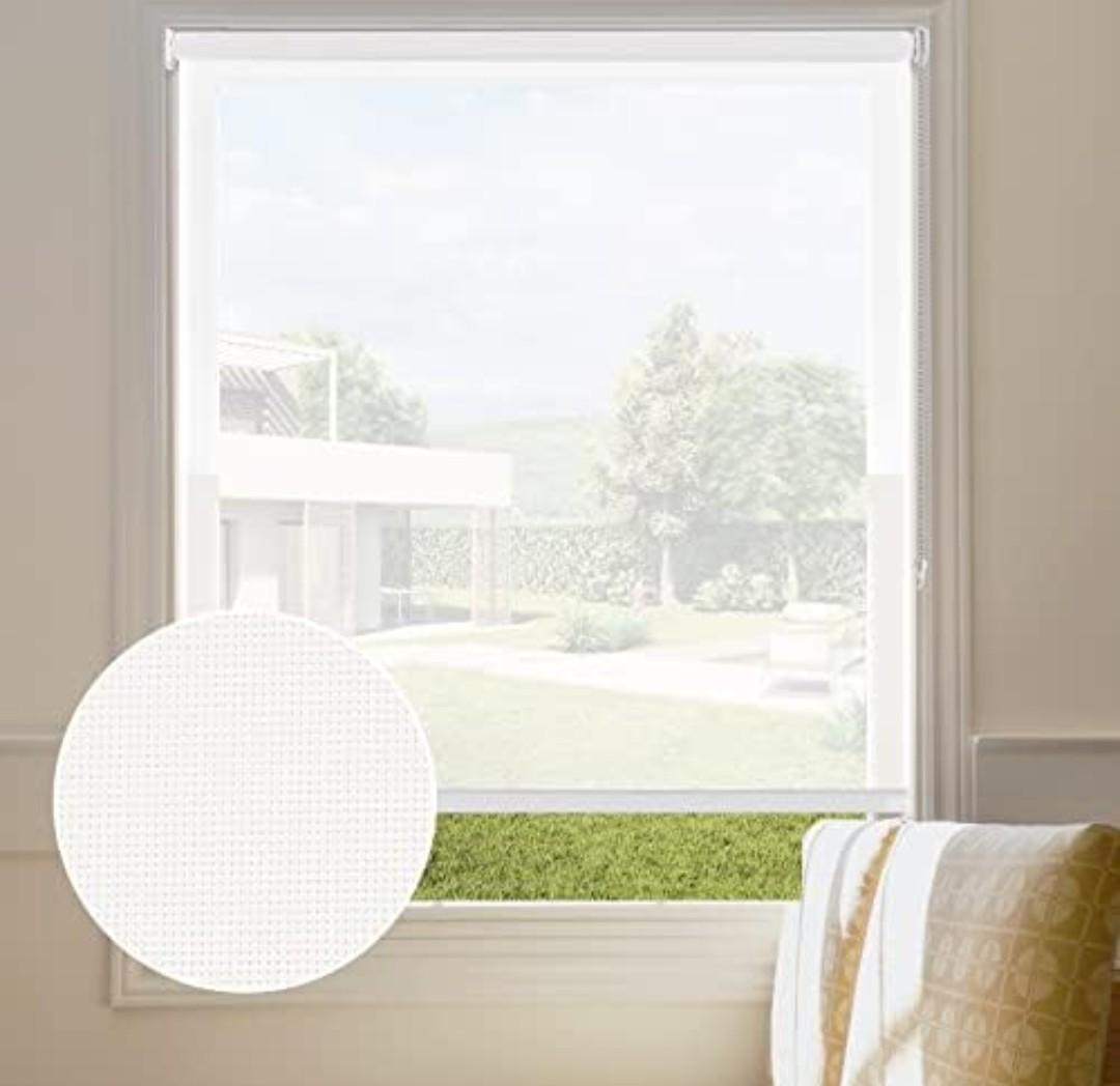 Persilux Light Filtering Roller Shades and Blinds for Windows (29" W x 72" H, Off White) Flame Retardant, UV Protection Solar Shades Sheer Window Shades for Home, Office Easy to Install