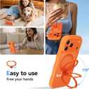 for iPhone 17 Pro Max Case for Women Girls with Stand,Compatible with MagSafe,Camera Control,Full Camera Protection, Cute Wave Magnetic Phone Case for iPhone 17 Pro Max,Orange