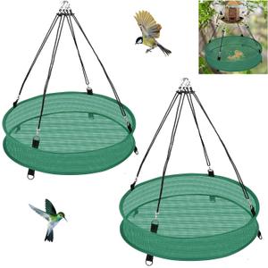 2Pcs Bird Seed Catcher Tray for Hanging Bird Feeder Platform, 4" Deep Birdseed Hoop for Hummingbird Feeders Bee Feeder Outdoor Garden Accessories (Green, 20inch)
