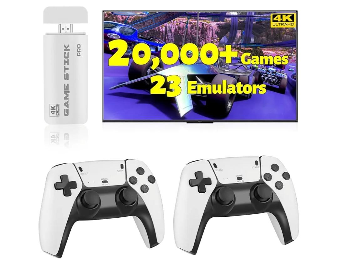 HRYYDS 2025 Retro Gaming Console Pro 4K HDMI with 20,000+ Built-in Classic Video Games - Plug & Play Game Stick for TV with 2 Wireless Controllers | 23 Emulator Support 64GB