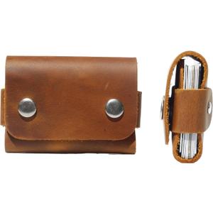 Toprank Genuine Leather Slim Wallet & Card Holder  Handmade Minimalist Design for Men & Women, Vintage Distressed Look (Camel)