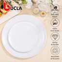 BUCLA 200PCS White Plastic Plates - Heavy Duty White Disposable Include 100 Dinner 10inch & 100 Dessert 7inch Plates, Ideal for Wedding&Party
