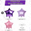 TAOYE Purple Pink Stars Foil Balloons, 18 Inch Lavender Purple Pink Stars Helium Balloons Dark Purple Light Purple Pentagram Foil Balloons for Girls Birthday Wedding Butterfly Theme Party