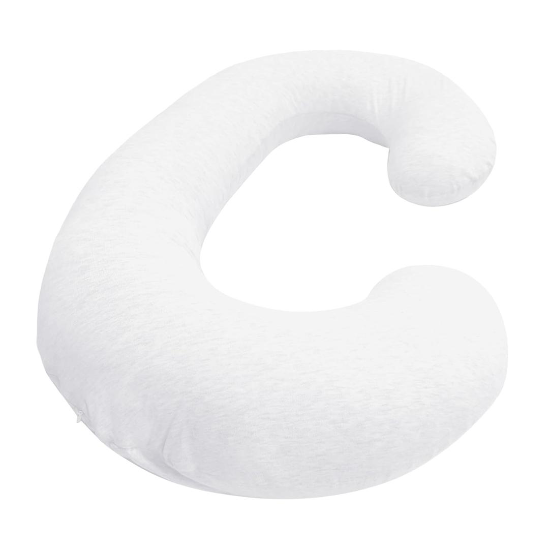 Betty Dain Stretch Jersey Pregnancy/Maternity Pillowcase C-Shape Compatible, 100% Cotton Jersey, Stretch Fabric, Machine Washable, 60" x 25" inches, White