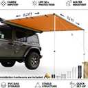 SAMOUT Vehicle Awning, 8.2ft x 8.2ft, Rooftop Pullout Ripstop UPF50+ Side Awning, Reinforced Hinges & Poles for Jeep/SUV/Truck/Van