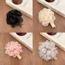4 Pcs Flower Spiral Hair Ties Braided Telephone Scrunchies Chiffon Phone Cord Elastic Hair Bands Women Thin Thick Hair Straight Ponytail Hair Accessories