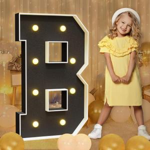 Imprsv Marquee Letters Black 3FT: Black Party Decor - Light Up Letter B Large 3 Feet Tall - Party Decorations Letter for Baby Shower Birthday Wedding