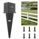 4 Set 4"x 6" Fence Post Anchor Ground Spike, 22" Heavy Duty Metal Fence Stake Post Bases (Inner Size 3.6"x5.6") with Black Powder Coated for Fence, Deck, Railing, Mailbox and Porch