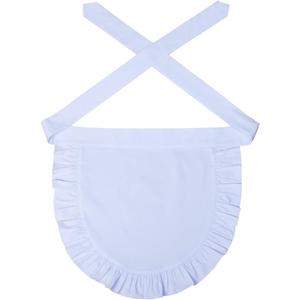 Love Potato 100% Cotton White Half Apron, Classic Halloween Party Cosplay Costumes Dress Accessory (White)