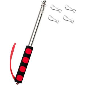 6.56FT Telescopic Handheld Flagpoles with Clips Portable Flag Pole Lightweight Extendable Tour Guide Stainless Steel Banner Flag Pole Pointer for Teachers with Anti-Slip Grip (Red)