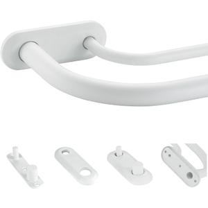 Double Curtain Rod for Windows 48 to 84 Inch,Adjustable Matte White Wrap Around Curtain Rod with Aluminum Double-deck Finials and Brackets,1"Front and 5/8" Back Blackout Curtain Rod