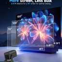 Mini Projector 4K Support, Portable Smart Projector with WiFi 6 and Bluetooth 5.4, 5w Soundbase Speaker, Auto Keystone 180° Rotatable, 8000 Lumens, Home Bedroom Movie Proyector HY300Pro+