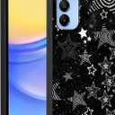 for Samsung Galaxy A15 5G 6.5'' Cute Cool Black Star Phone Case, Aesthetic Trendy Y2K Stars Silicone Matte Design Phone Cover Soft Slim Frame TPU Protective Shockproof Case for Women Girls