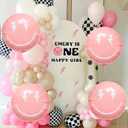 4PCS Pink Smile Face Balloons 23 Inch/Pink Preppy Themed Party Decor/Preppy Y2k Hot Pink Party Balloons Smile Face Lightning Supplies for Teen Hippie Girls Bachelorette Early 2000s Theme