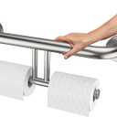 Brushed Nickel Handicap Grab Bar w/Toilet Paper Roll Holder, Zepolu 2-in-1 Safety Assist Bar Balanced Support Handle 17 Inch, Stainless Steel Wall Mounted Bathroom Toilet Grab Bar for Senior Elderly