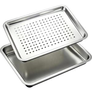 17.5" Half Sheet Baking Pan & Crisping Tray, 18/8 Stainless Steel, 17.5 X 13.5 Inches