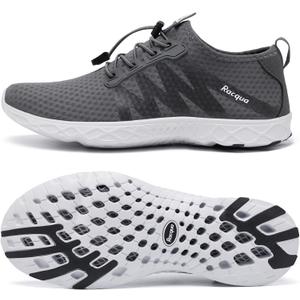 Racqua Mens Water Shoes Swim Quick Drying Pool Lightweight Shoes Walking Aqua Shoes for Beach or Water Sport Grey Size 10.5