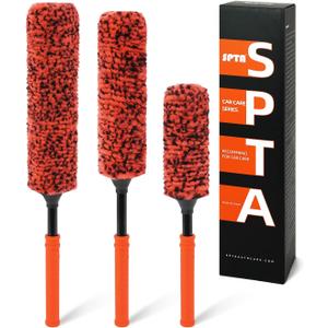SPTA Rim Cleaner Brush, 3 Pcs Synthetic Ultimate Wheel Brush Set, Flat Spoke Wheel Cleaning Brush, Car Wheel Brush, Brush for Cleaning Wheels, Safe for Cars, Trucks, SUVs, RVs, Motorcycles & More