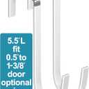 Over The Door Metal Hooks with Plastic Coating 5.5" Fit 0.5" to 1 3/8" Door 2 Pcs Heavy Duty Single Towel Robe Rack Wreath Bathroom Shower Hanger Shoe Organizer Ironing Board Short White