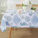 MATIRUG Summer Table Cloths for Rectangle Tables 60x120 Inch,Spill Proof Ocean Sealife Blue Tablecloth,Nautical Coastal Washable Table Fabric for Picnic Kitchen Outdoor