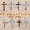 Comfy Hour 13" Decorative Layered Wall Cross, Antique Style Copper Tone Cross on Rustic Wood Look Base, Artisan Crafted Resin Plaque for Home and Office Wall Art